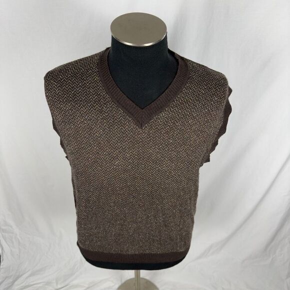 Segreto Brown Knit V-Neck Wool / Silk / Alpaca Vest - Men’s L - Picture 4 of 7